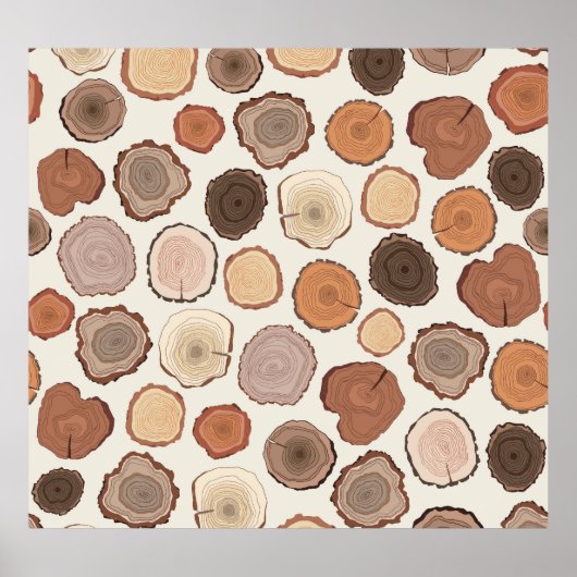Tree Rings Forest Doodle Muster Poster (Vorne)