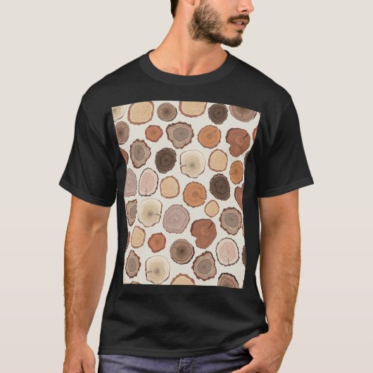 Tree Rings Forest Doodle Muster T-Shirt (Vorderseite)