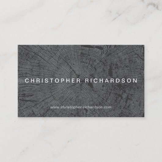 TREE RINGS IN DK GRAY Modern Business Card Visitenkarte (Vorderseite)