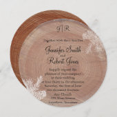 Tree Rings Rustic Country Wedding Einladung (Vorne/Hinten)