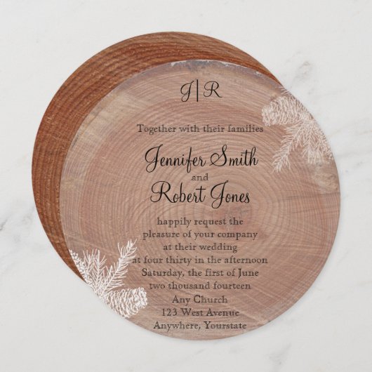 Tree Rings Rustic Country Wedding Einladung (Vorne/Hinten)