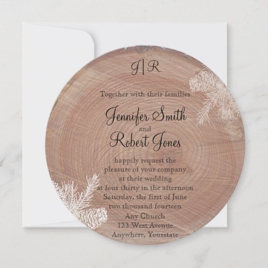 Tree Rings Rustic Country Wedding Einladung (Vorderseite)