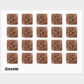 Tree Rings Rustic Country Wedding Monogram Quadratischer Aufkleber (Blatt)