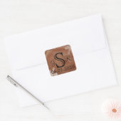 Tree Rings Rustic Country Wedding Monogram Quadratischer Aufkleber (Umschlag)