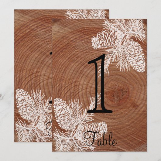 Tree Rings Rustic Country Wedding Tischnummer (Vorne/Hinten)