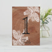 Tree Rings Rustic Country Wedding Tischnummer (Stehend Vorderseite)