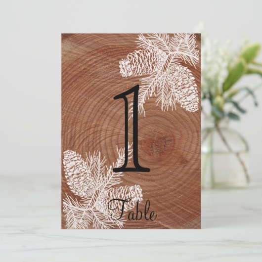 Tree Rings Rustic Country Wedding Tischnummer (Stehend Vorderseite)