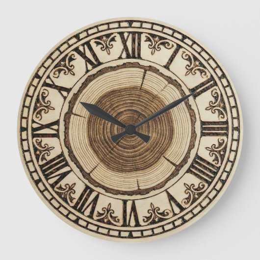 Tree Rings Wall Clock Große Wanduhr (Vorderseite)