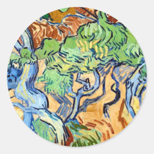Tree Roots (1890) Vincent Van Gogh botanical Art Runder Aufkleber
