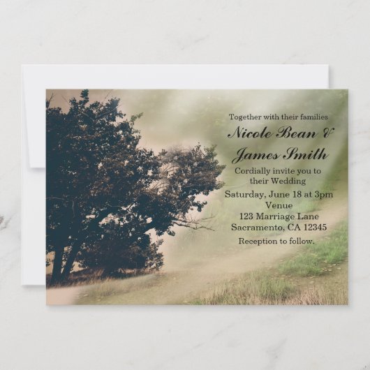 Tree & Rustic Country Road Einladung zur Hochzeit (Vorderseite)