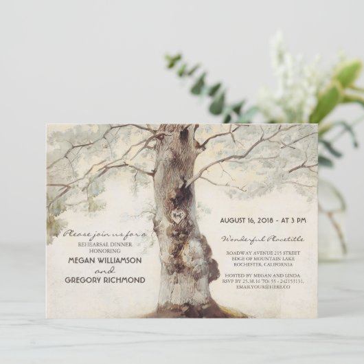 Tree Rustic Probe Dinner Einladung (Stehend Vorderseite)