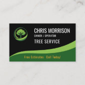 Tree Service Arborist Black Green  Visitenkarte (Vorderseite)