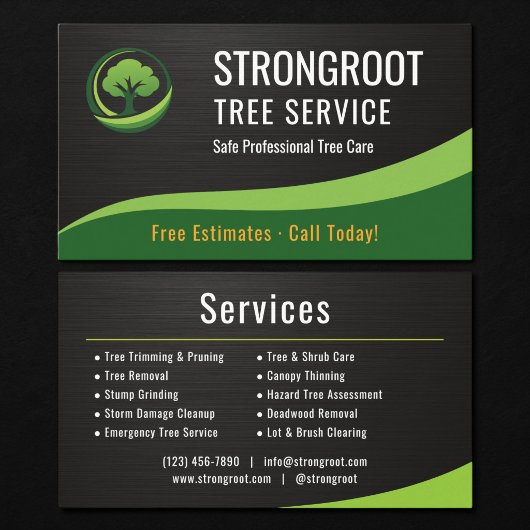 Tree Service Arborist Metallic Visitenkarte