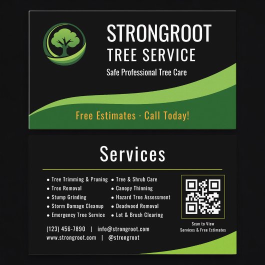 Tree Service Arborist QR Code Professional Visitenkarte