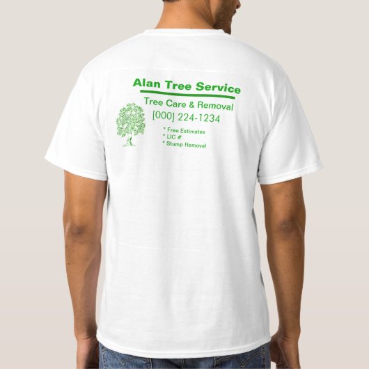 Tree Service Business Card T-Shirt (Rückseite)
