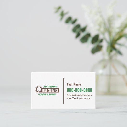 Tree Service Business Card Visitenkarte (Stehend Vorderseite)