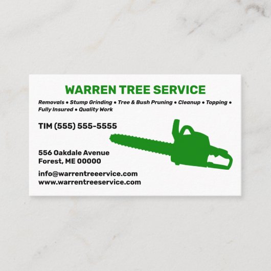 Tree Service Company Business Card Visitenkarte (Vorderseite)