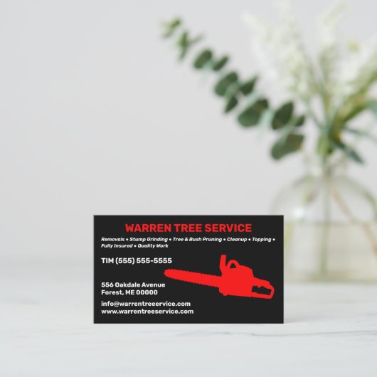 Tree Service Company Business Card Visitenkarte (Stehend Vorderseite)