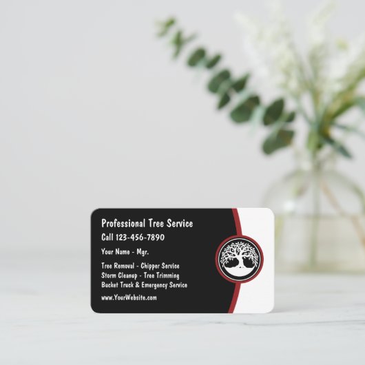 Tree Service Modern Business Card Template Visitenkarte (Stehend Vorderseite)