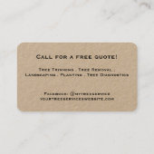 Tree Services Kraft Visitenkarte (Rückseite)