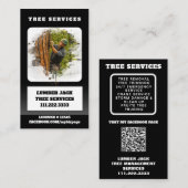 *~* Tree Services Lumber Jack Man QR Tree Trunk Visitenkarte (Vorne/Hinten)
