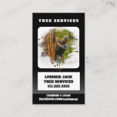 *~* Tree Services Lumber Jack Man QR Tree Trunk Visitenkarte (Vorderseite)