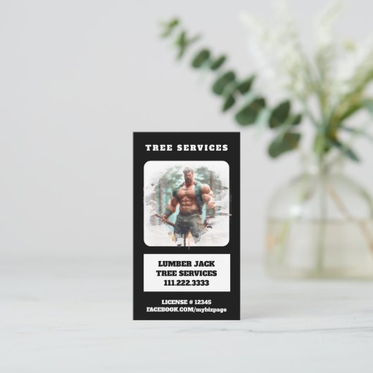 *~* Tree Services Lumber Jack Tree Man QR Visitenkarte (Stehend Vorderseite)