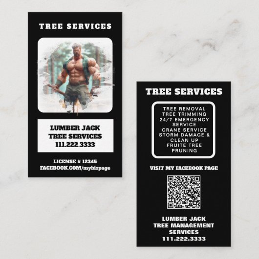 *~* Tree Services Lumber Jack Tree Man QR Visitenkarte (Vorne/Hinten)