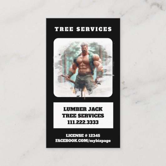 *~* Tree Services Lumber Jack Tree Man QR Visitenkarte (Vorderseite)