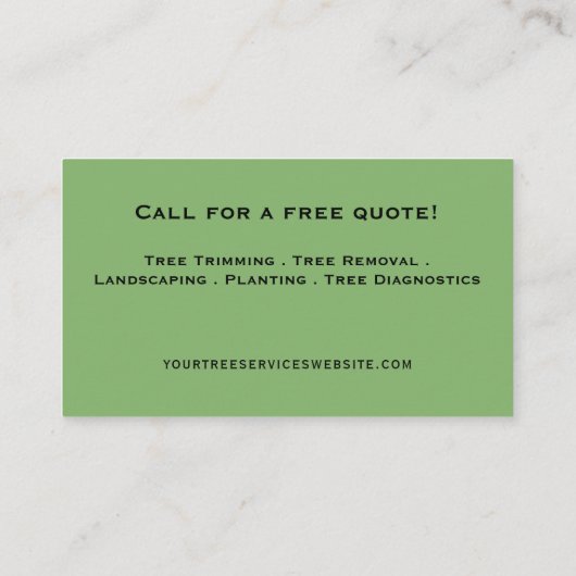 Tree Services Standard, 3,5" x 2,0" Visitenkarte (Rückseite)