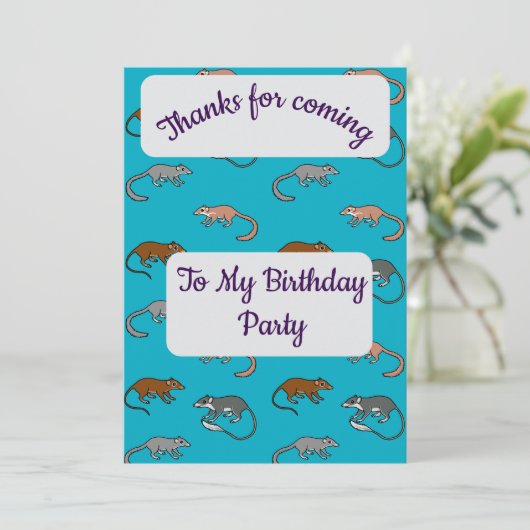 Tree Shrews Danke Karte (Stehend Vorderseite)