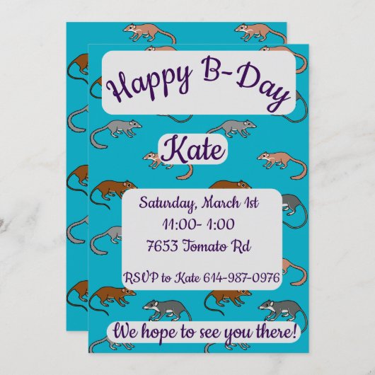 Tree Shrews Happy Birthday Einladung (Vorne/Hinten)