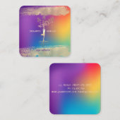 Tree Silhouet Gold Brush Stroke Ombre Holographic Quadratische Visitenkarte (Vorne/Hinten)