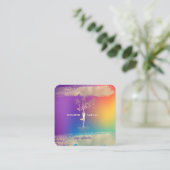 Tree Silhouet Gold Brush Stroke Ombre Holographic Quadratische Visitenkarte (Stehend Vorderseite)