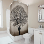 Tree Silhouette Brown Sepia Design 205 Duschvorhang (Beispiel)