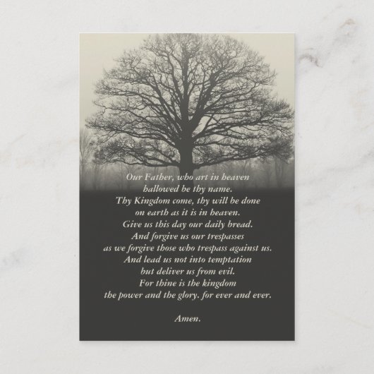 Tree Silhouette Foto Prayer Card Begleitkarte (Rückseite)