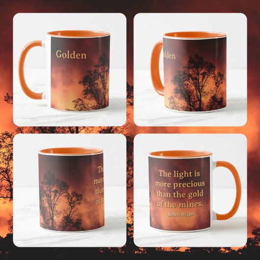 Tree Silhouette Golden Sky John Muir Nature Quote Tasse