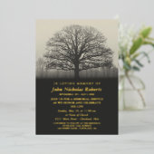 Tree Silhouette Memorial Service Gold Folieneinladung (Stehend vorne)