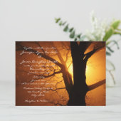 Tree Silhouette Sunset Country Wedding Invitations Einladung (Stehend Vorderseite)