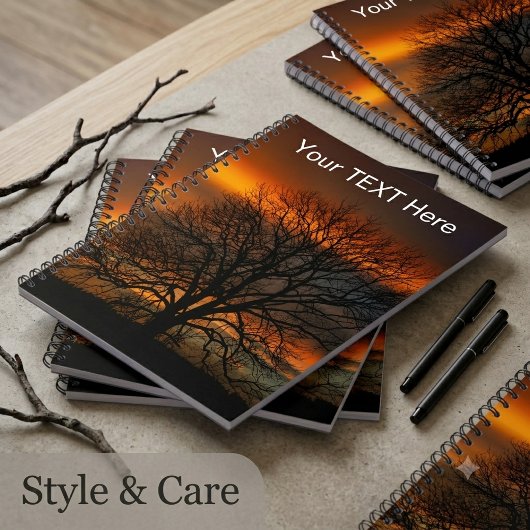 Tree Silhouette Sunset Unique Notebook Notizblock