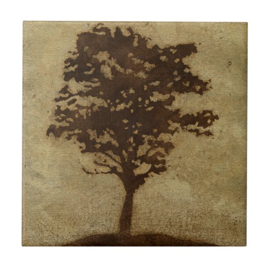 Tree-Silhouette über Bronze-Hintergrund Fliese (Vorderseite)
