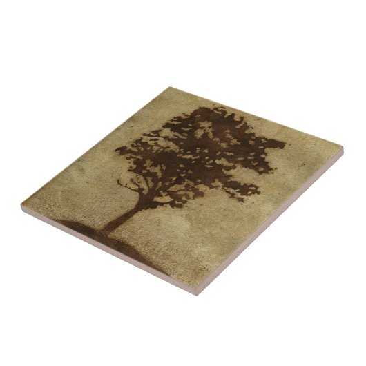 Tree-Silhouette über Bronze-Hintergrund Fliese (Seite)