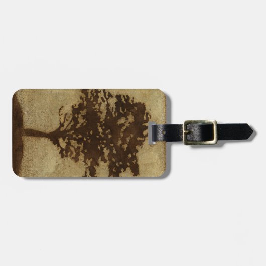 Tree-Silhouette über Bronze-Hintergrund Gepäckanhänger (Vorderseite horizontal)