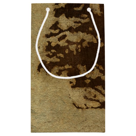 Tree-Silhouette über Bronze-Hintergrund Kleine Geschenktüte (Rückseite)
