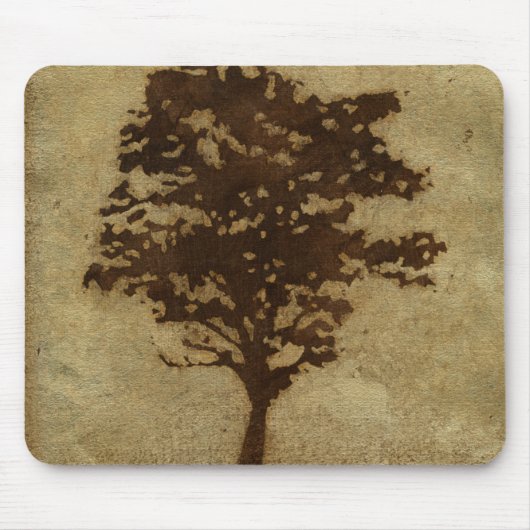 Tree-Silhouette über Bronze-Hintergrund Mousepad (Vorne)