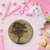 Tree-Silhouette über Bronze-Hintergrund Pappteller (Party)