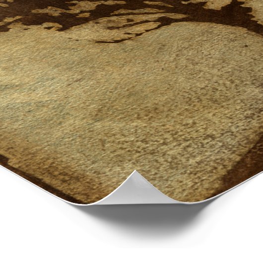 Tree-Silhouette über Bronze-Hintergrund Poster (Ecke)