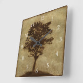 Tree-Silhouette über Bronze-Hintergrund Quadratische Wanduhr (Winkel)