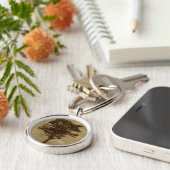 Tree-Silhouette über Bronze-Hintergrund Schlüsselanhänger (Seite)