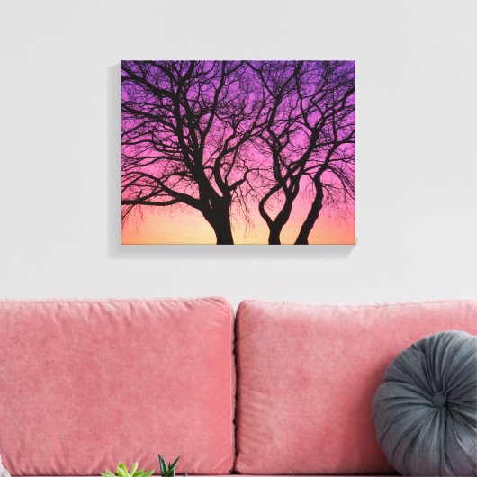 Tree Silhouetten im Sonnenuntergang - Leinwand dru (Insitu (Wohnzimmer))